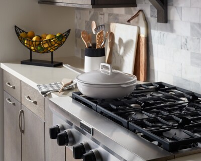 Pan heating on a KitchenAid® stovetop