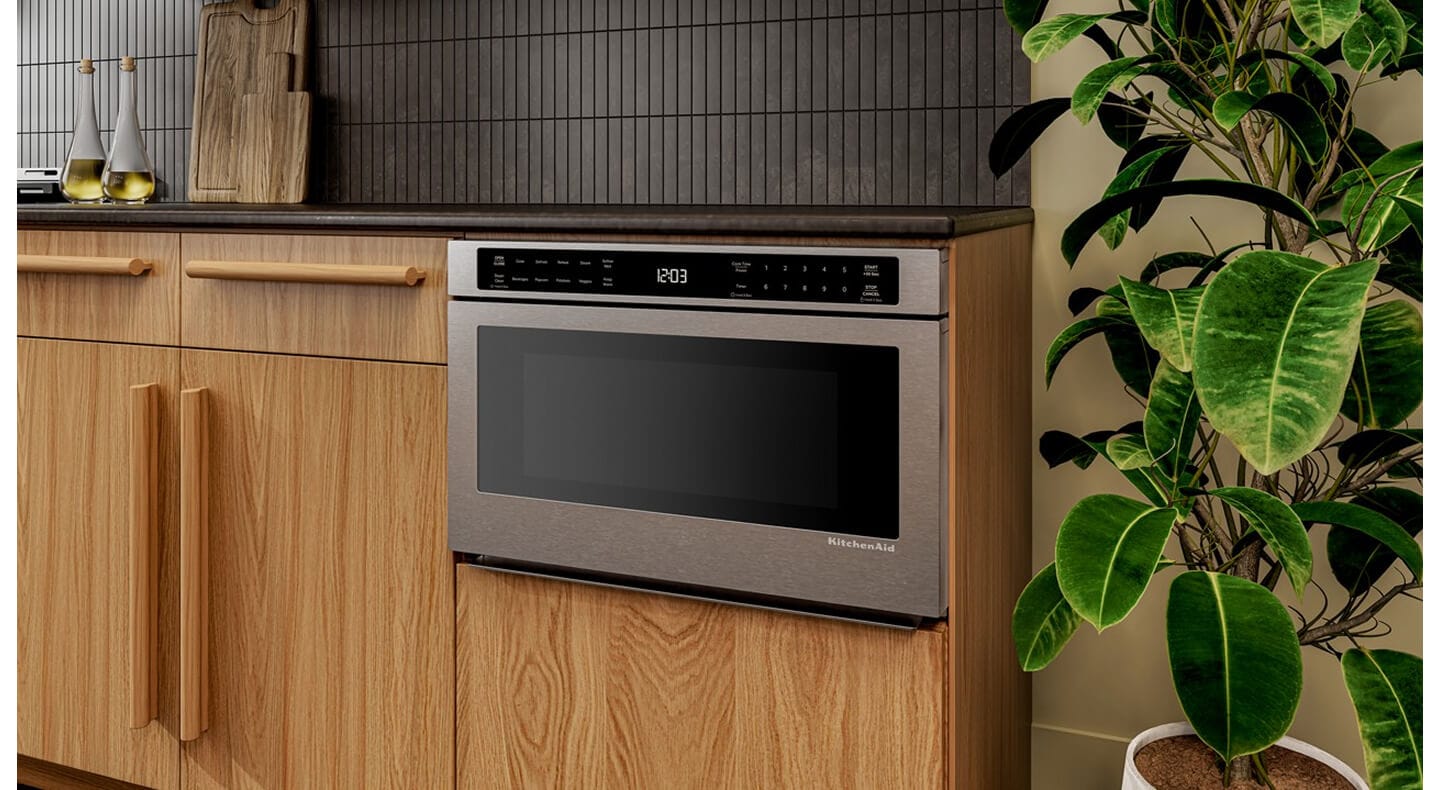 Microwave drawer installed under a counter