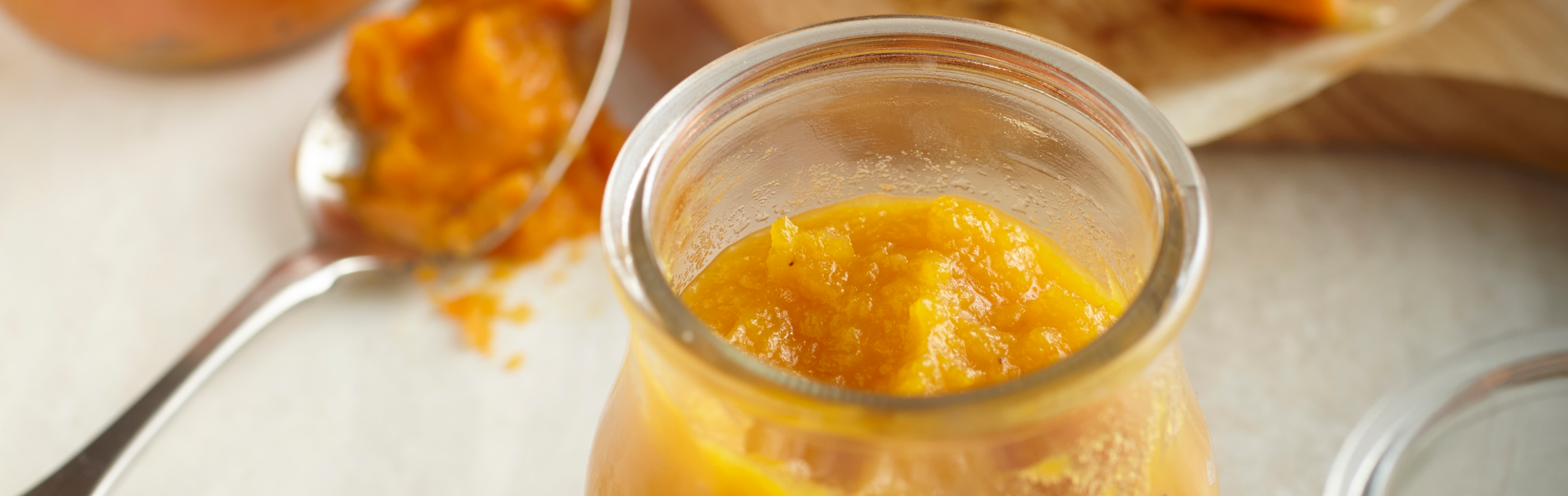 Roasted vegetable pureed baby food in a jar