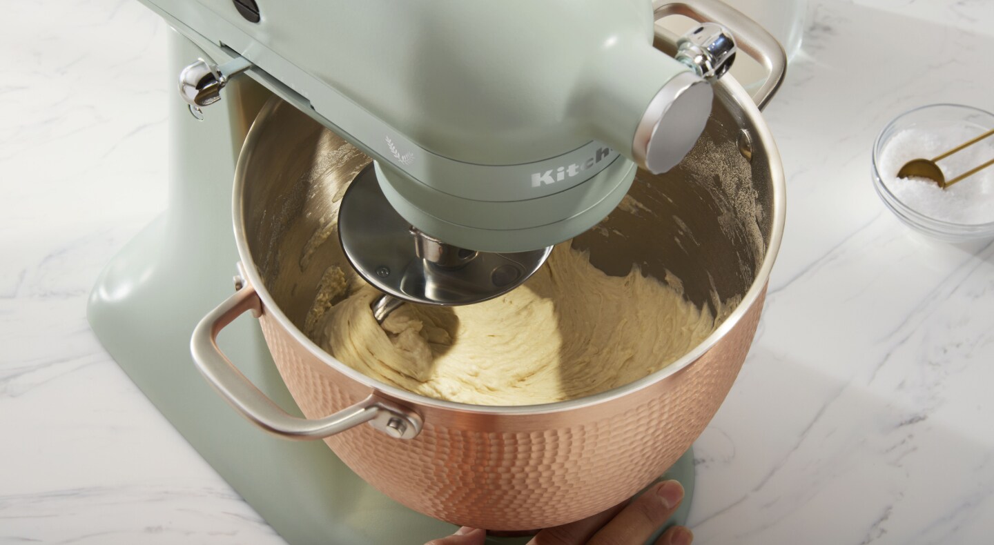 A stand mixer kneading dough A stand mixer kneading dough