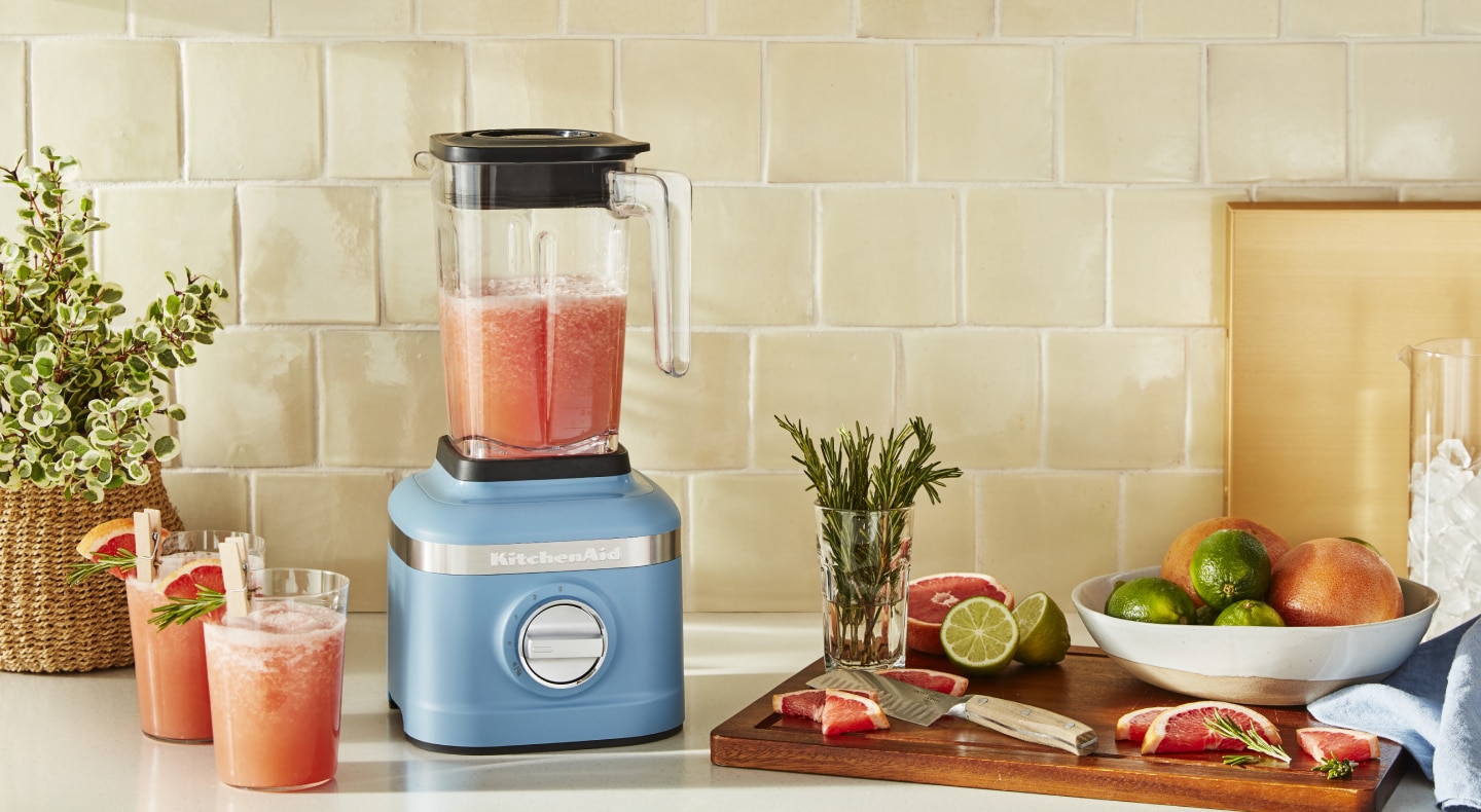 Frozen margarita in a light blue KitchenAid® blender Frozen margarita in a light blue KitchenAid® blender