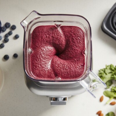 Fruit mixture in a blender