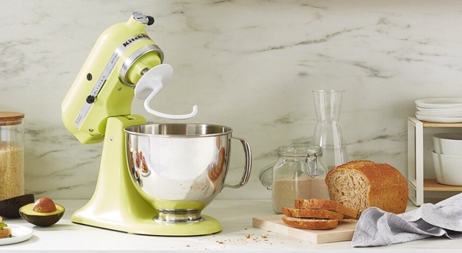Sandwich bread made with a stand mixer on counter