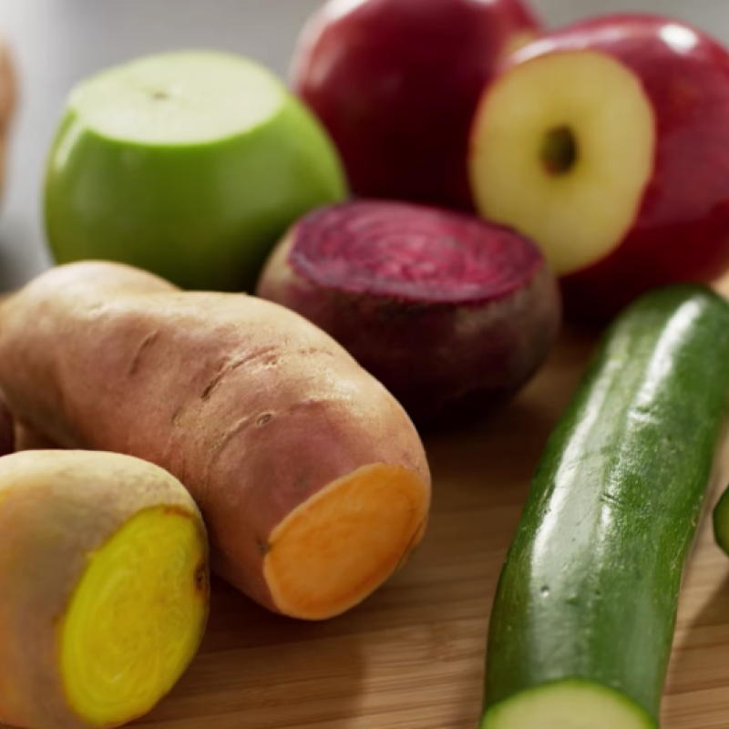 Fresh veggies prepped for spiralizing