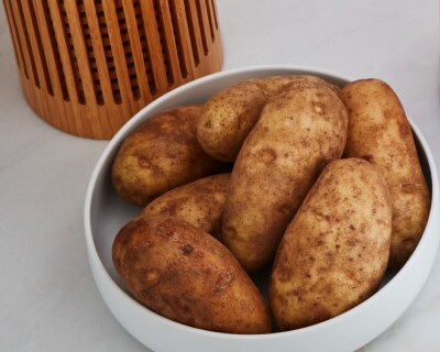 A bowl of skin-on potatoes