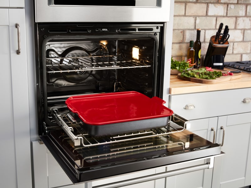 KitchenAid® Smart Oven+ open to reveal Baking Stone Attachment KitchenAid® Smart Oven+ open to reveal Baking Stone Attachment