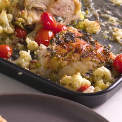 Chicken pasta dish.