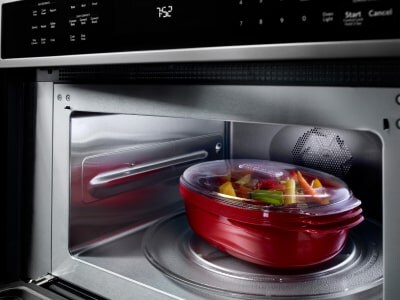 Large dish on microwave turntable