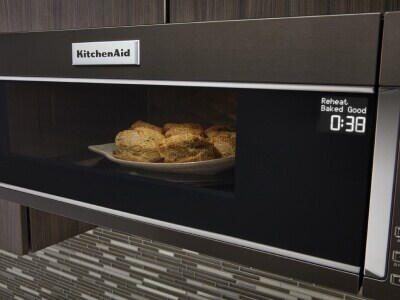 Biscuits inside a low profile microwave