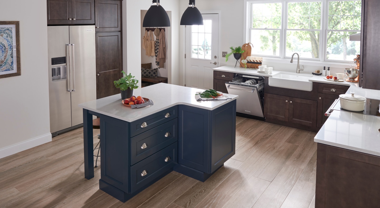 Modern kitchen with stainless steel KitchenAid® appliances Modern kitchen with stainless steel KitchenAid® appliances