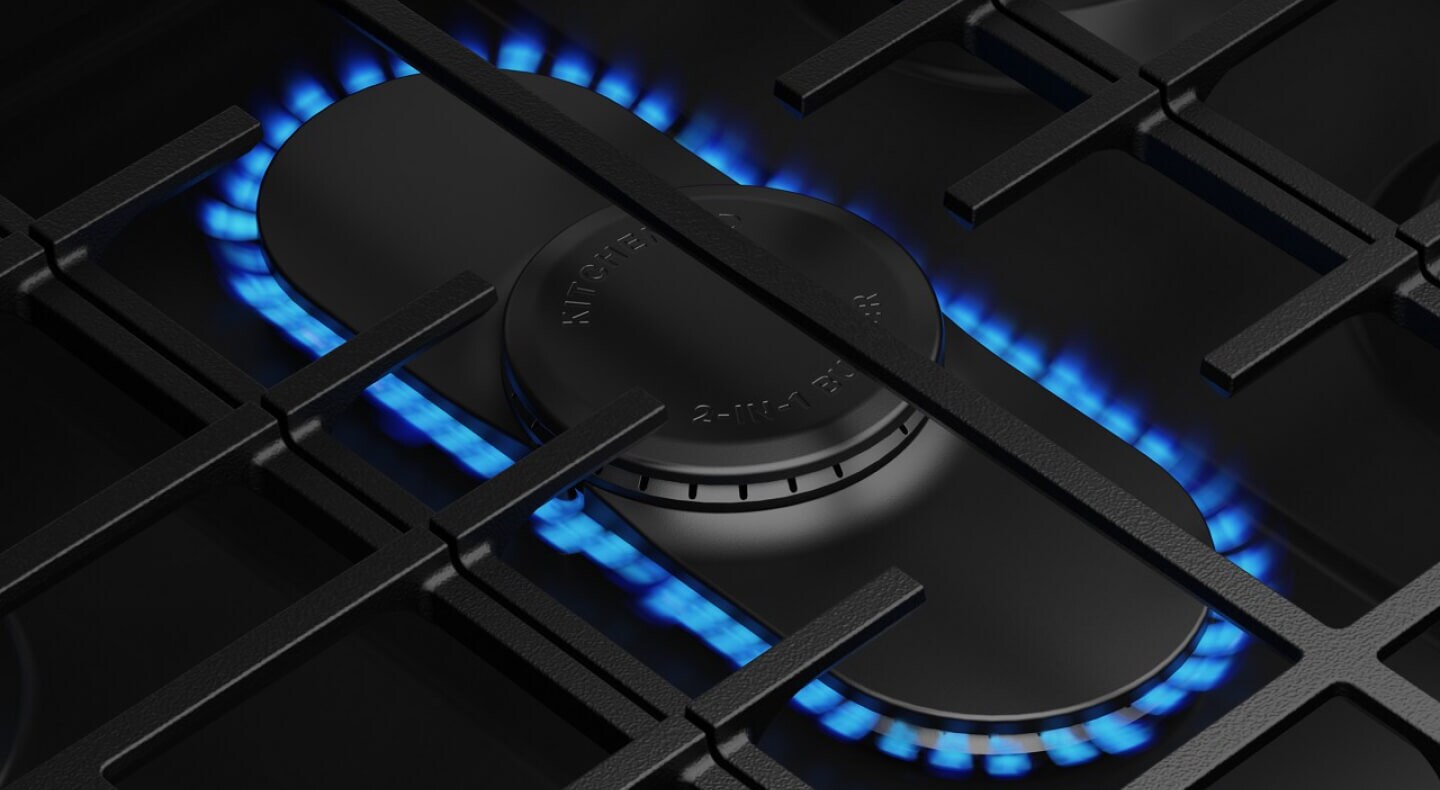 Flame on a gas range