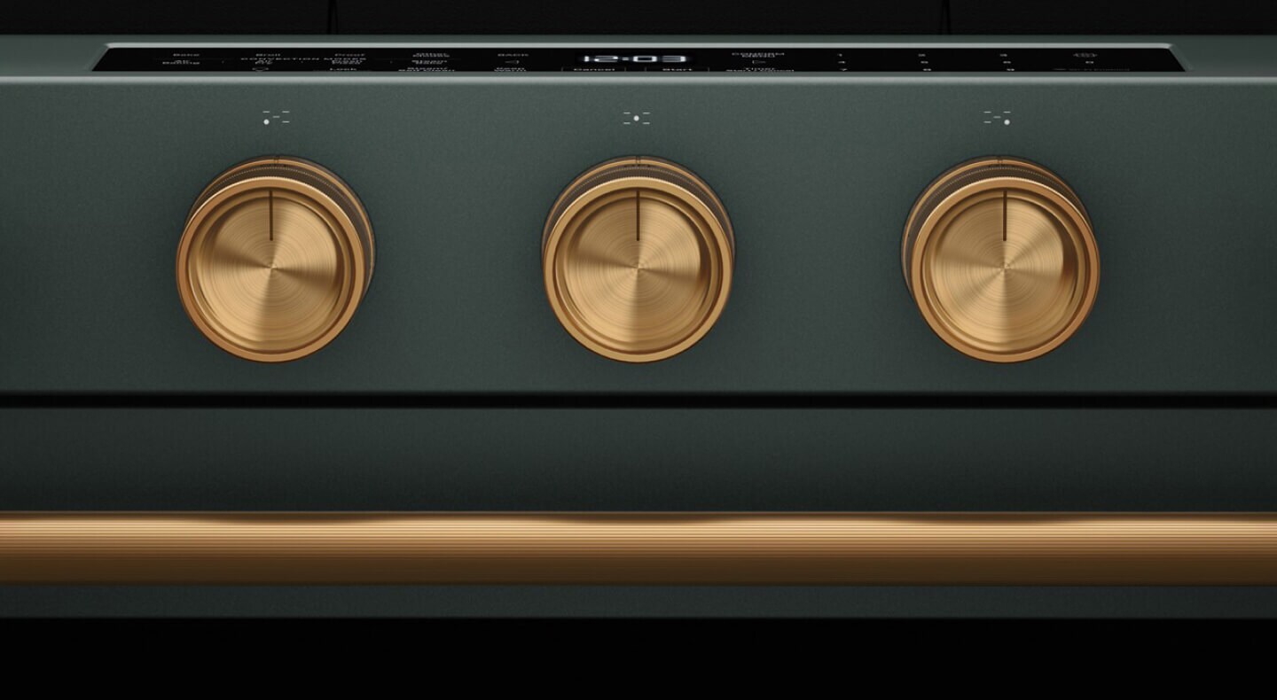Close-up image of knobs on a KitchenAid® range