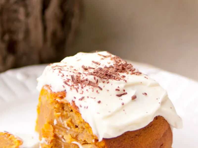 Slice of pumpkin apple bundt cake 
