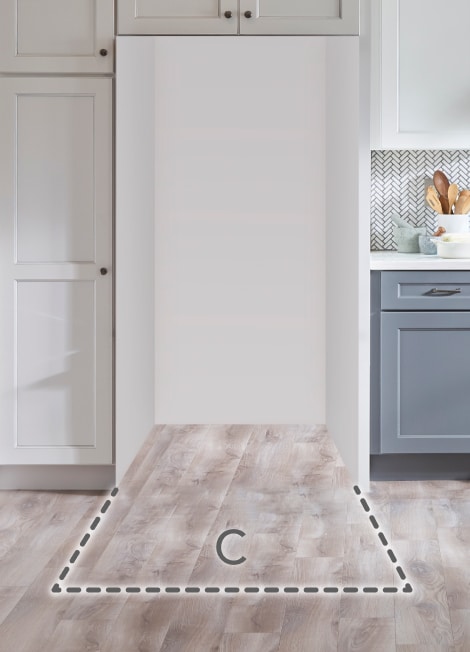 Cabinet opening with clearance space line