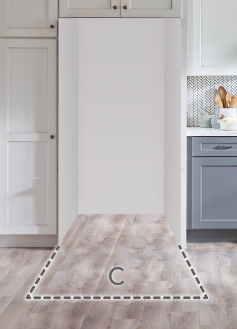 Cabinet opening with clearance space line 