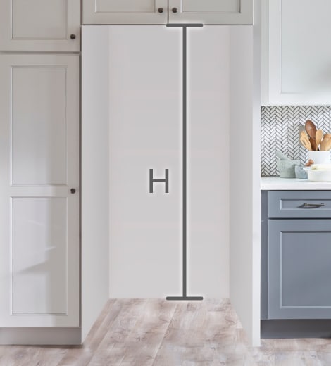 Cabinet opening with height measurement line