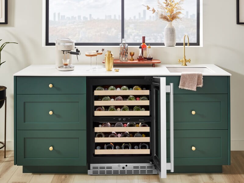A KitchenAid® undercounter wine cellar