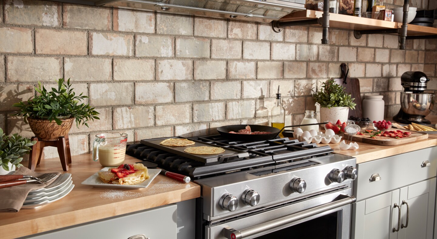 KitchenAid® gas range in an eclectic kitchen KitchenAid® gas range in an eclectic kitchen