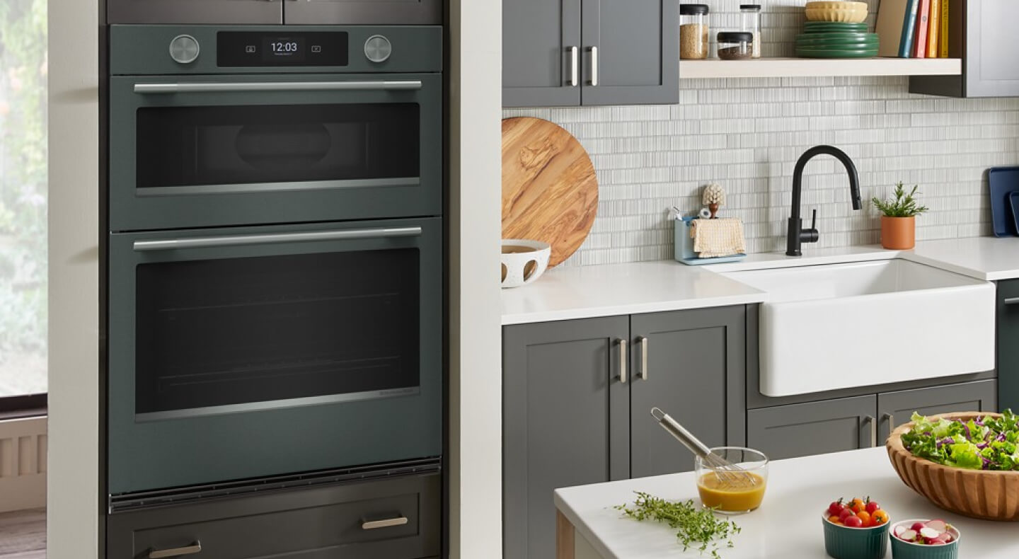 A KitchenAid® combo wall oven in a kitchen