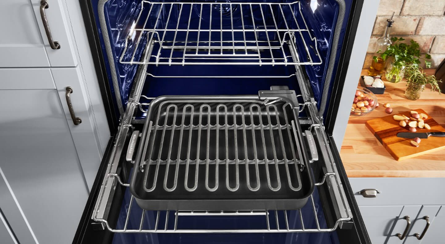 An open KitchenAid® oven