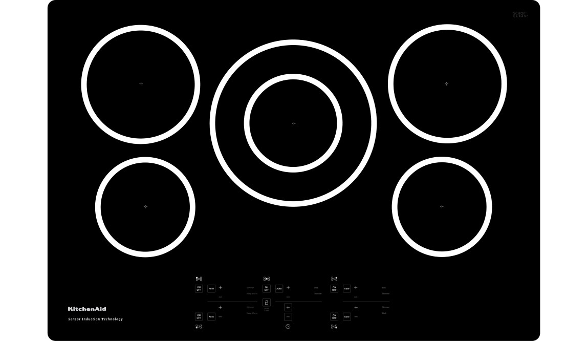 Burner map of 30-inch Sensor Induction Cooktop.
