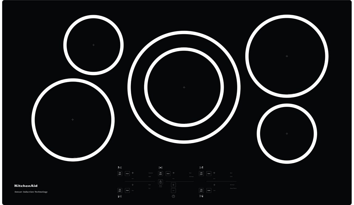 Burner map of a 36-inch Sensor Induction Cooktop.