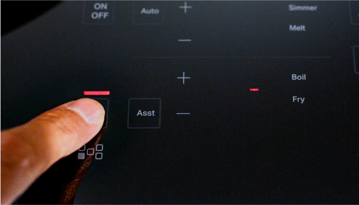 Induction cooktop controls.