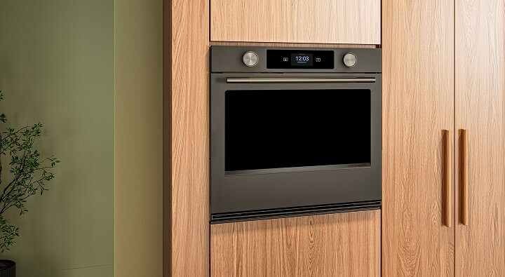 Kitchen cabinetry with a KitchenAid® smart electric wall oven