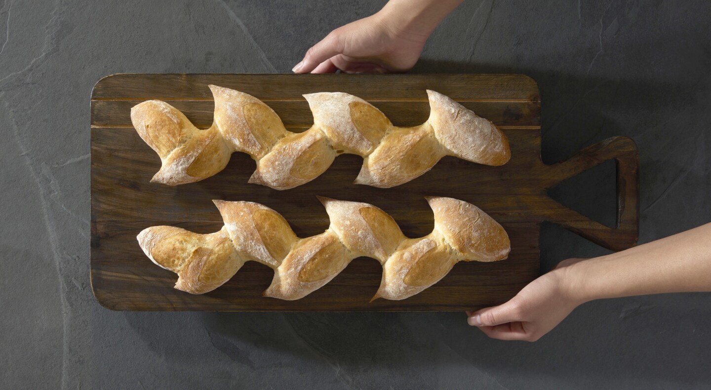 Homemade bread loaves in a wavy pattern Homemade bread loaves in a wavy pattern