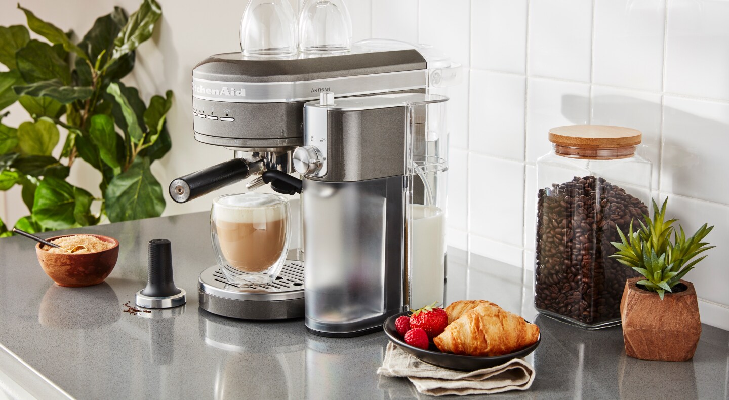 KitchenAid® espresso machine on a countertop KitchenAid® espresso machine on a countertop