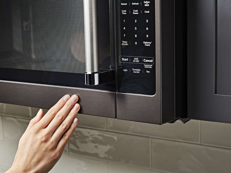 A closed microwave door