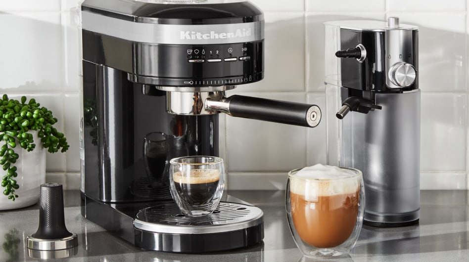 KitchenAid® espresso machine with espresso and cappuccino. KitchenAid® espresso machine with espresso and cappuccino.