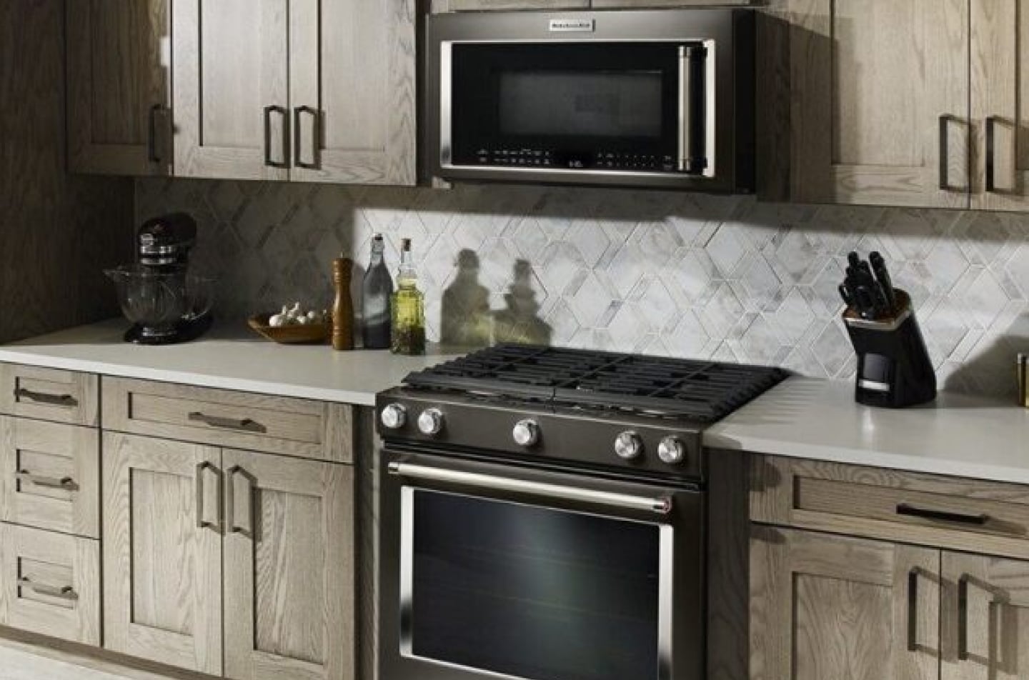 A KitchenAid® stainless steel slide-in range A KitchenAid® stainless steel slide-in range