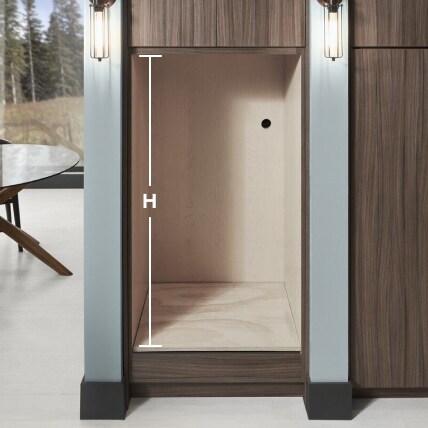 Cabinet opening with height measurement line