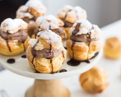 Pumpkin chocolate cream puffs