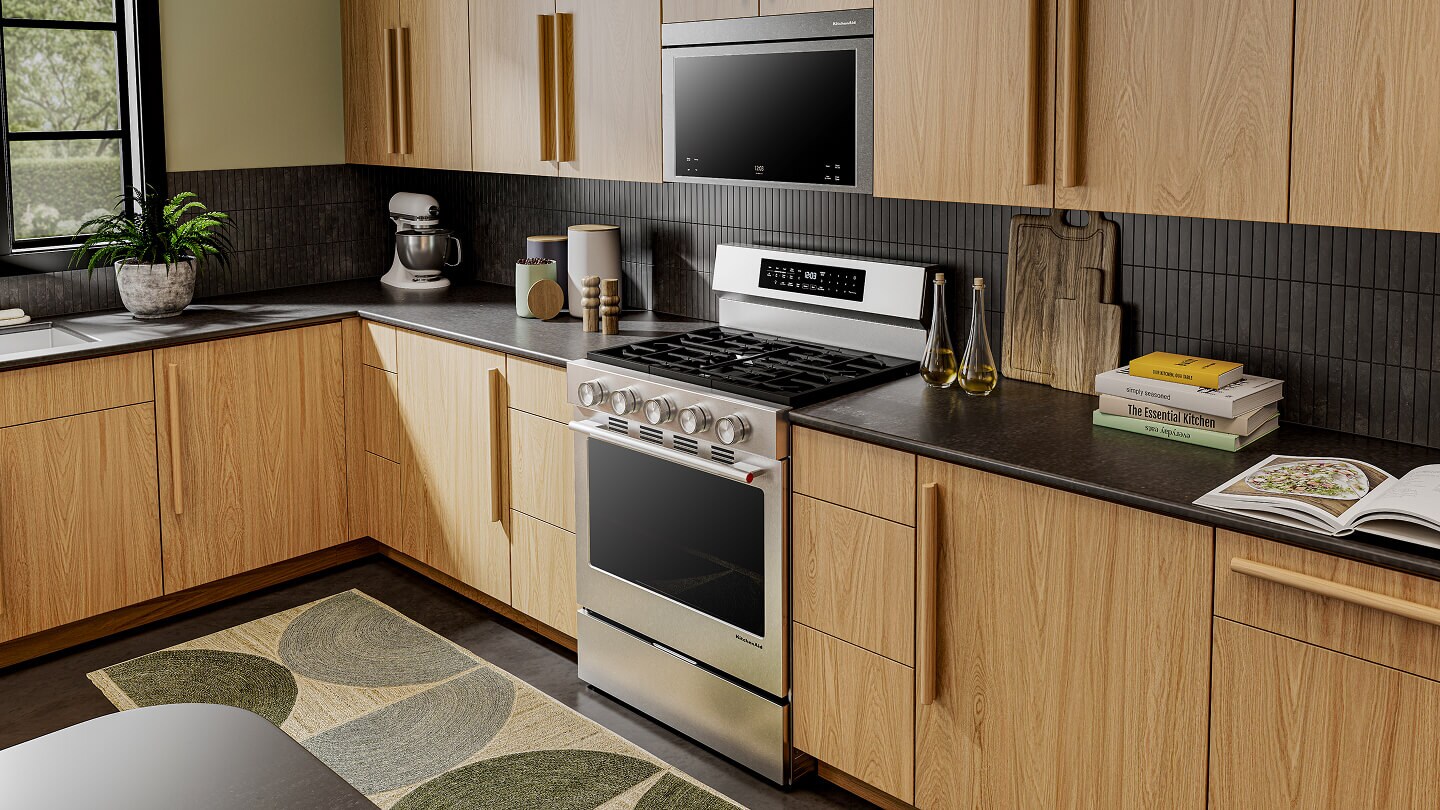 Gas range in a contemporary kitchen