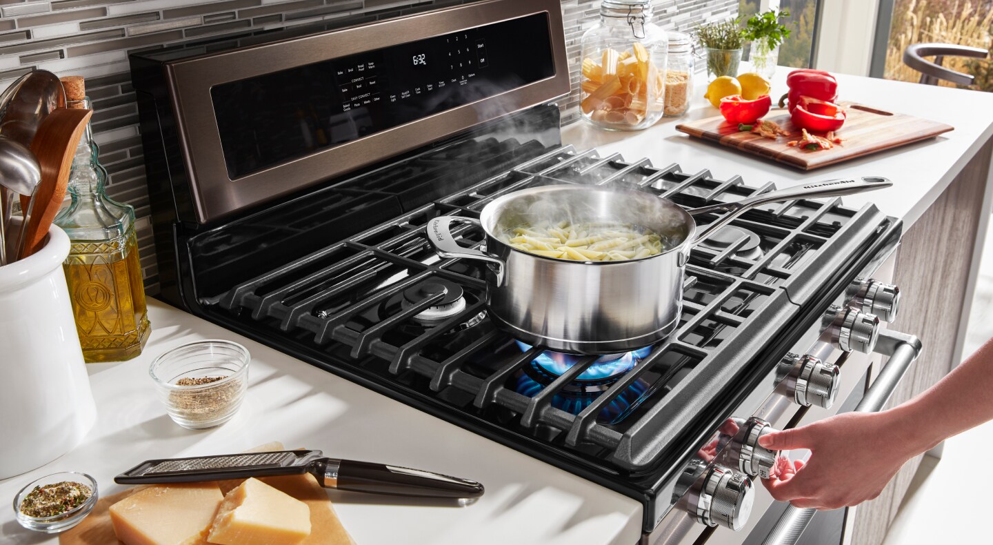 Food cooking on a range