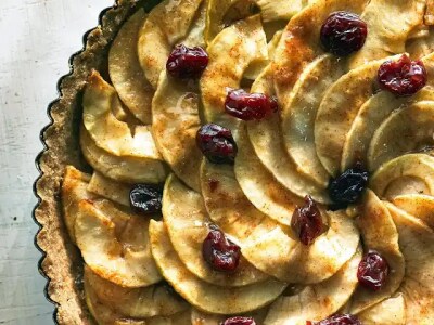 An apple cranberry tart.