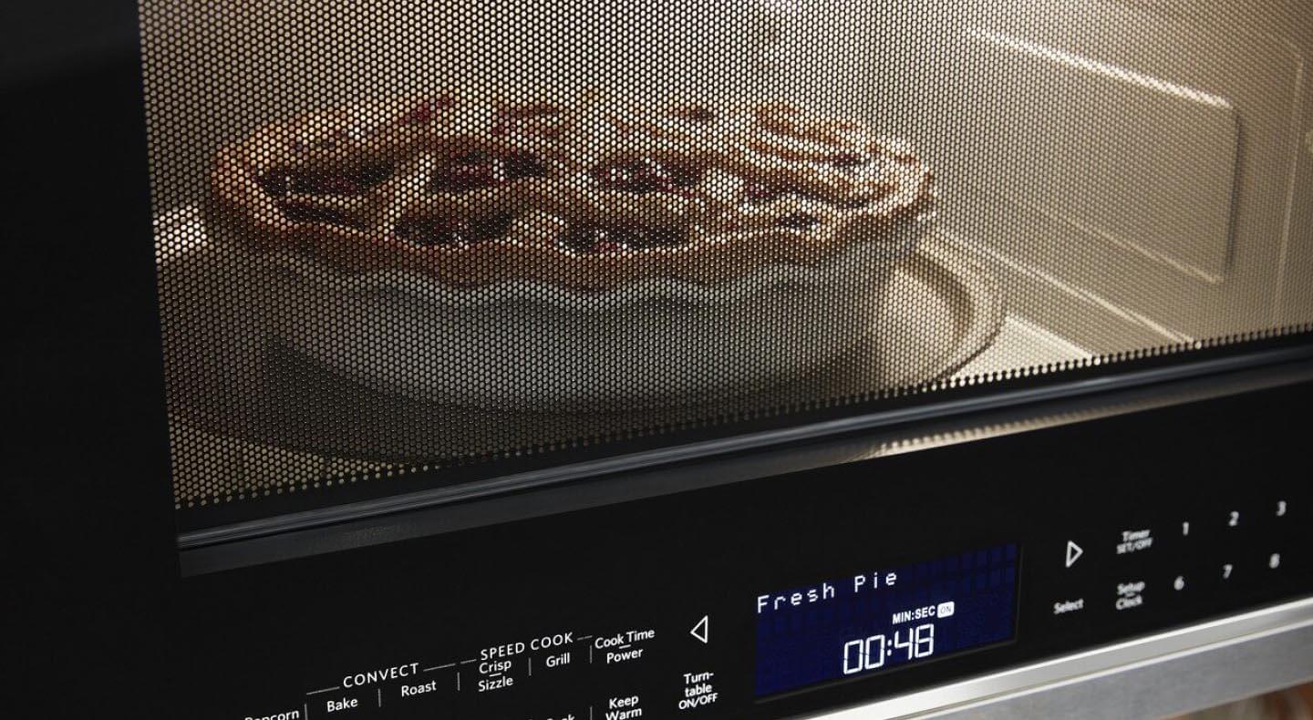 Pie cooking in a KitchenAid® convection microwave Pie cooking in a KitchenAid® convection microwave