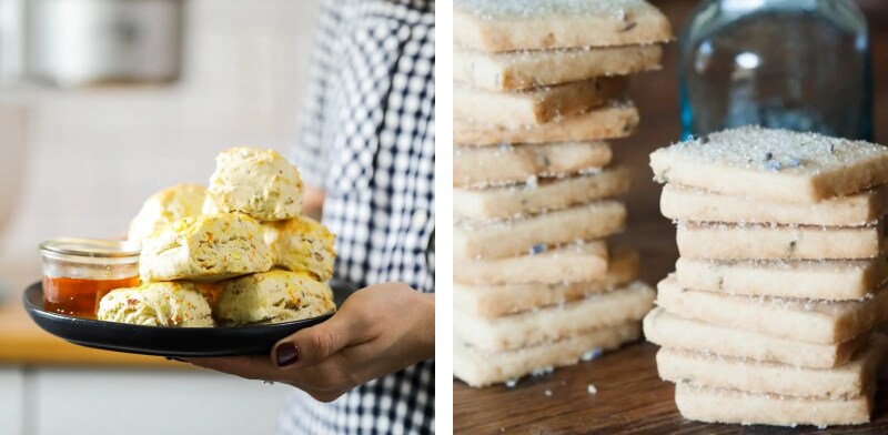 Carrot apple biscuits and lavender shortbread cookies Carrot apple biscuits and lavender shortbread cookies