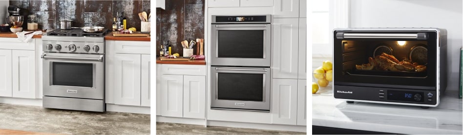 KitchenAid stove, built in wall ovens and countertop oven