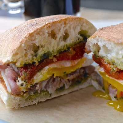 Ciabatta breakfast sandwich