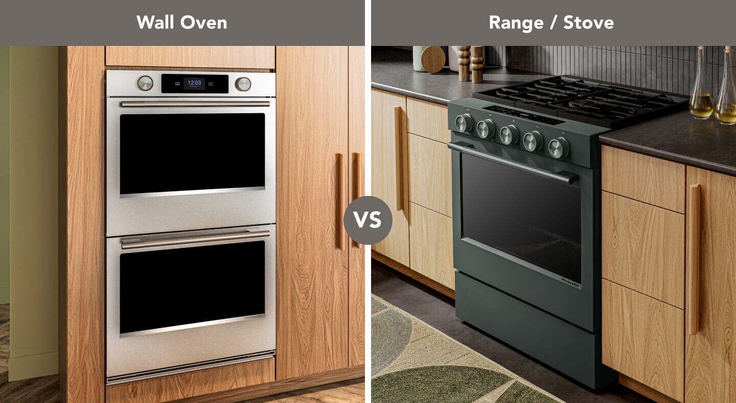 Double wall oven and KitchenAid® Slide-in Gas Range