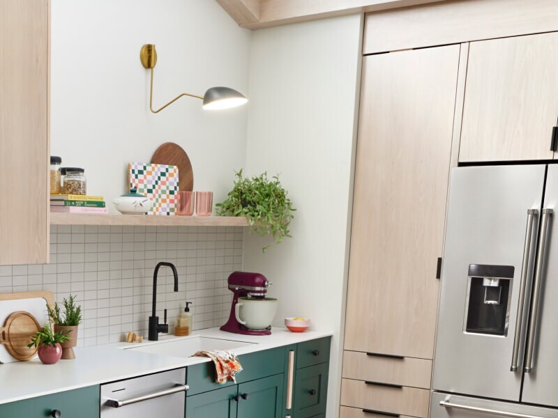 Lighting over a sink in a kitchen
