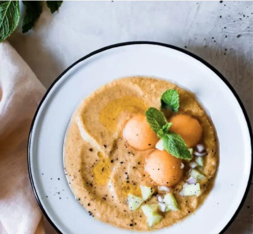 Spiced Cantaloupe Gazpacho