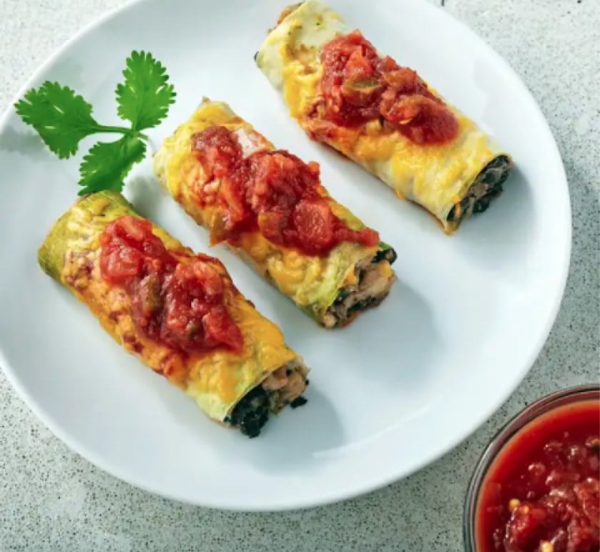 Zucchini Enchiladas with Chicken