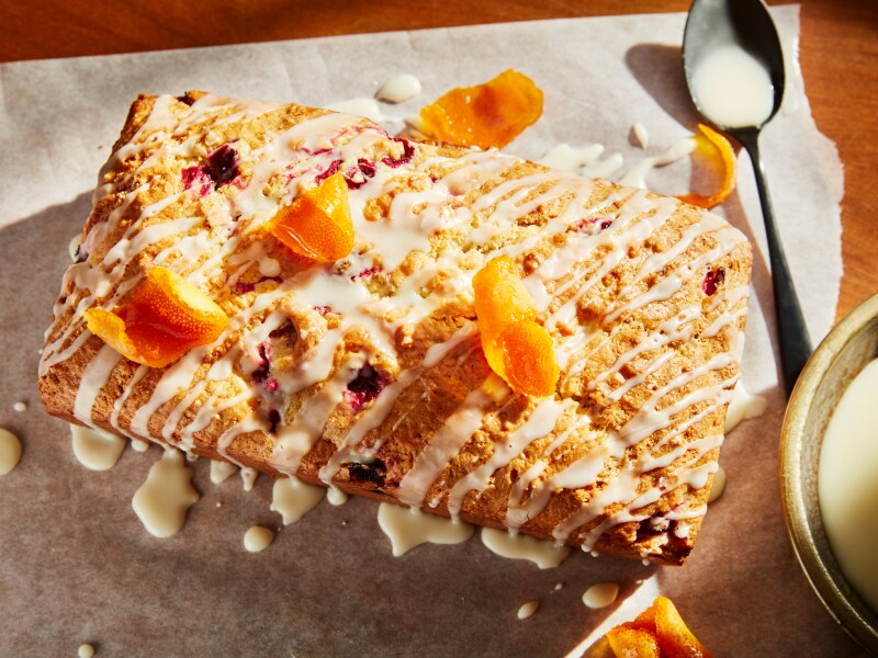 Cranberry loaf with orange glaze