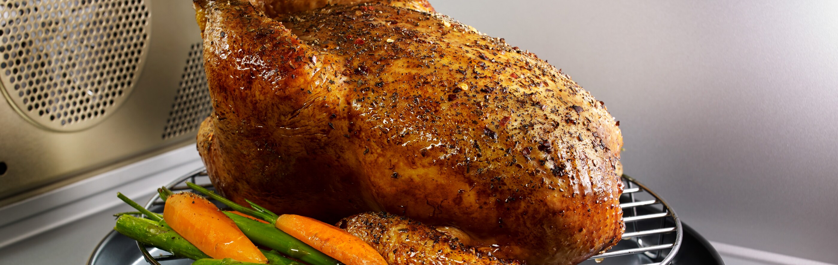 Chicken and vegetables on a rack