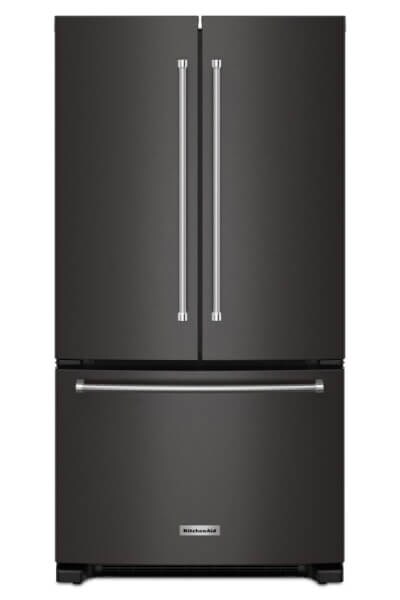 A black KitchenAid® French door refrigerator