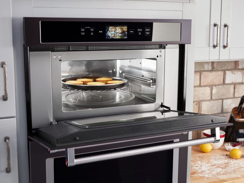 Food inside a built-in microwave